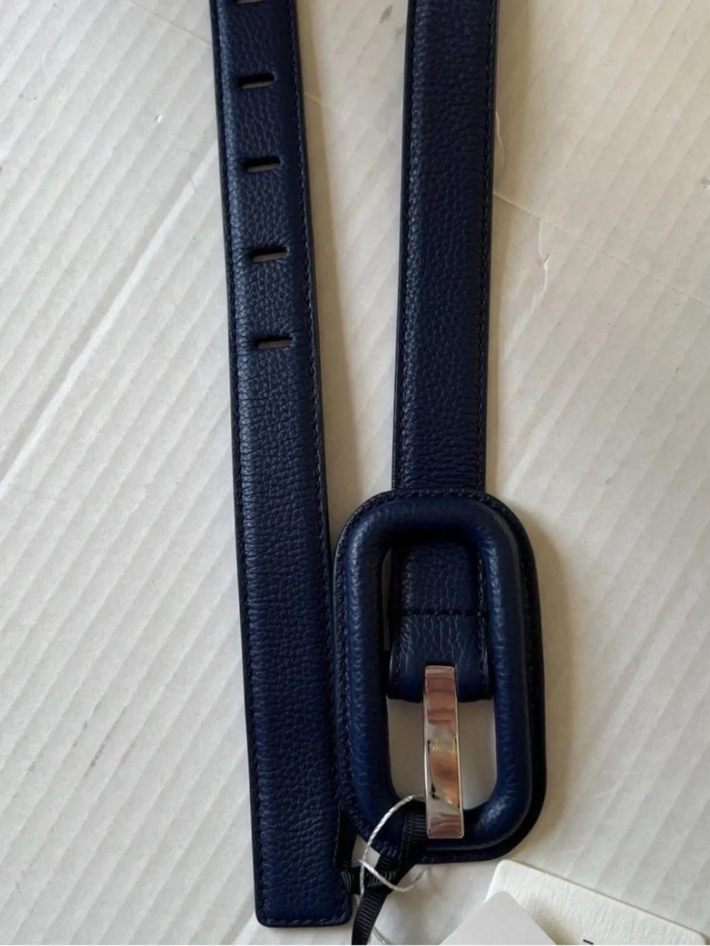 Veronica Beard x Gavazzeni Lavanda Navy Leather Belt Made in Italy NWT Sz Small